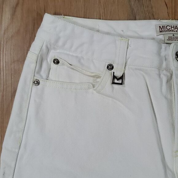 🔹️Michael Kors White Cropped Ankle Raw Hem Jeans Size 4/27 - Picture 4 of 15